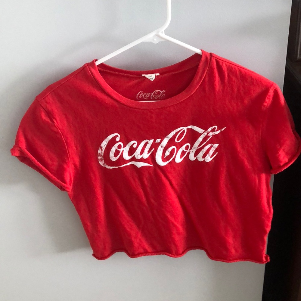a cute red cropped coca-cola shirt